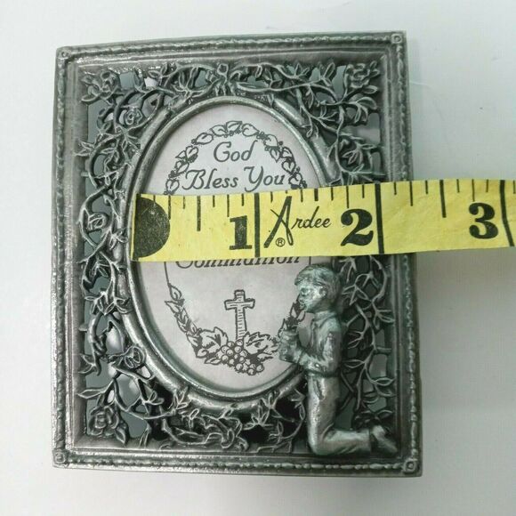 First Communion Pewter Frame Boy 3.5" Religious Keepsake VTG 🕊️ - Picture 8 of 12